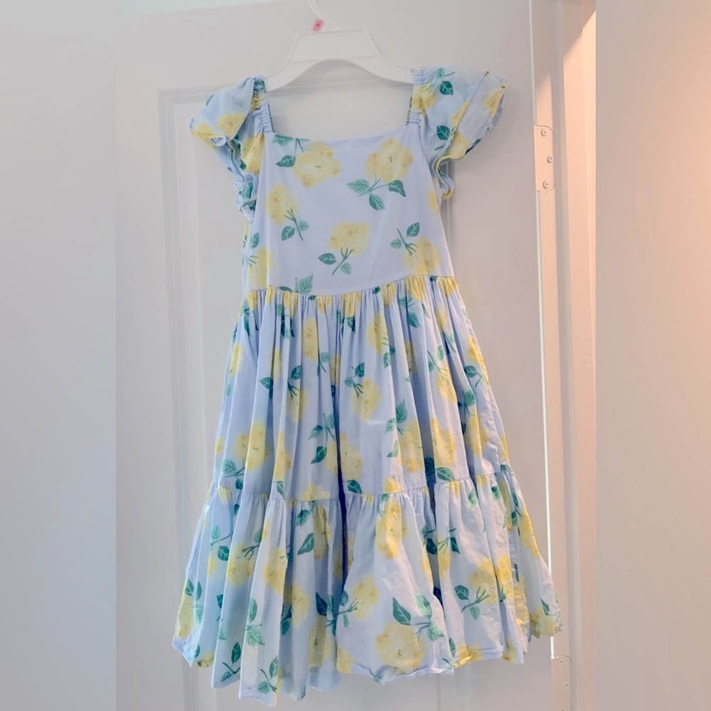 Janie and Jack Blue Dress with Yellow Floral Pattern